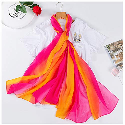 Women's Gradient Rainbow Color Scarf - Large Size Imitation Silk Travel Beach Towel Chiffon3