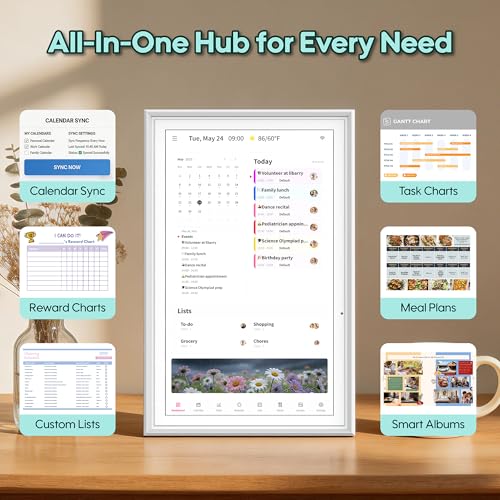 Image of 15.6 inch Smart Digital Calendar, No Subscription WiFi Touch 1080P Photo Frame | No subscription fees, cross-platform WiFi sync iCloud, Google & Outlook, all-in-one FHD touch family organizer photo frame
