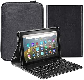 FunYaung Keyboard Case Compatible for Amazon Fire HD 8/8 Plus(10th, 2020 Release & 12th, 2022 Release), with Wireless Bluetooth Keyboard and Carrying Bag