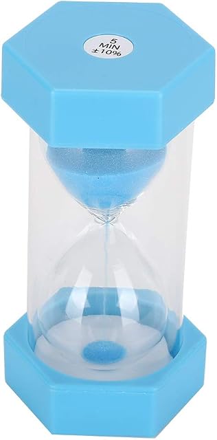 Sand Timer 5 Minutes Drop-proof Hexagonal Hourglass Sandglass Timer for Children Room Birthday Tea Coffee Table Book Shelf School Game Ornament Blue
