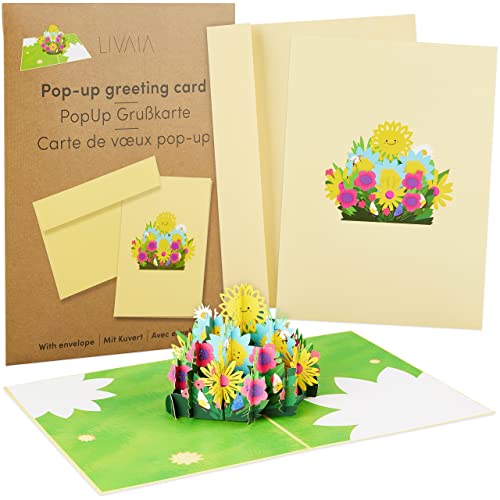 LIVAIA Pop Up Birthday Card: Beautiful 3D Popup Card Birthday - Money Gift Card and Wedding Card 3D with Flowers - Gift Card Birthday - Birthday Card Woman Man Happy Birthday Card