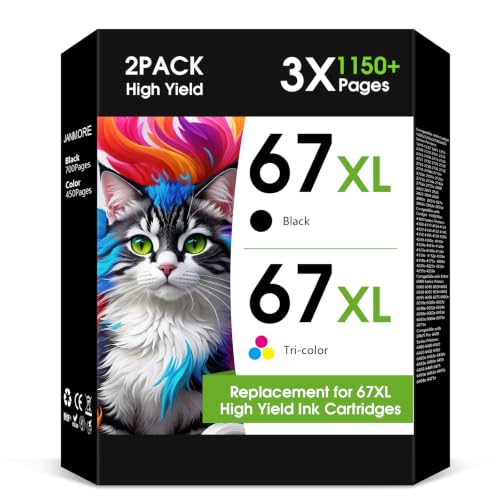 Image of 67XL Ink Black and Color Combo Pack Ink Cartridges Compatible for HP Ink 67