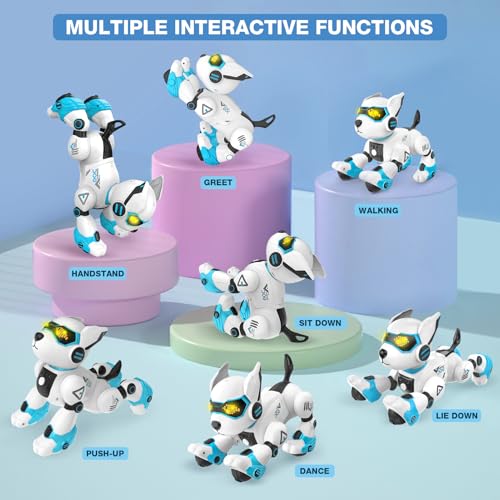 Dreamon Roboter Hund Kinder, Ferngesteuerter Hund Spielzeug Gestensteuerung Interaktive Berührung Programmierbar Tanzmusik Nachahmung von Tiergeräuschen Geschenke für Jungen und Mädchen
