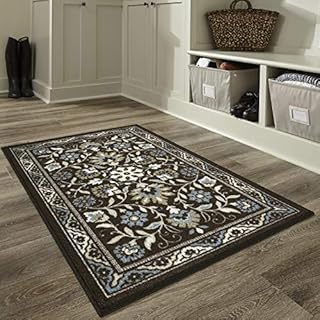 Maples Rugs Florence 2'6 x 3'10 Hallway Entry Kitchen Rugs Non Skid Washable Accent Area Mat [Made in USA], Coffee Brown