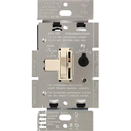 Lutron Toggler LED+ Dimmer Switch for Dimmable LED, Halogen and Incandescent Bulbs, 250W/Single-Pole or 3-Way, AYCL-253P-LA, Light Almond
