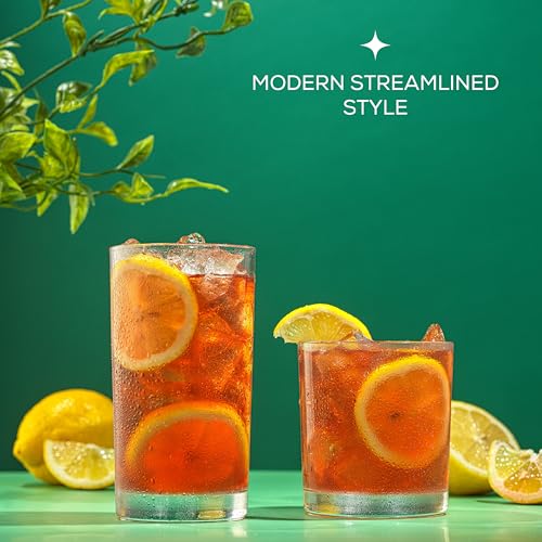image for JoyJolt Alain Drinking Glasses Set of 8 Glass Tumblers. Highball 14oz 