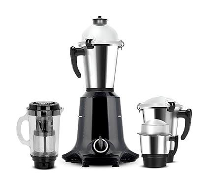 Orange Mixers Grinder Thunder 1000 Watts |100% Copper With Heavy Duty Motor With 4 Virgin & Unbrakable SS Coil Jars (1 Wet, 1 Dry, 1 Chutney & Juicer Jar) S.S Blades | 2 Year Motor Warranty | Black