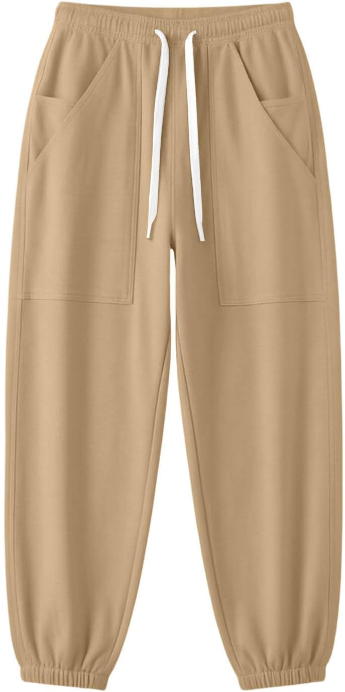 Elastic Waist Drawstring Joggers for Women Loose Solid Sweatpants | Casual Lounge Athletic Track Pants with Pockets Cinch Bottom Sweat Pant Y2K Baggy Trousers