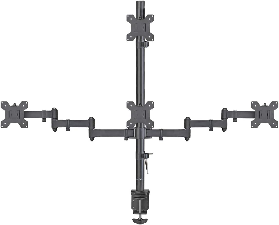 Suptek Quad LED LCD Monitor Stand up Desk Mount Extra Tall 31.5 inch Pole Heavy Duty Fully Adjustable Stand for 4 (3+1) / Four Screens up to 27 inch (MD6864)