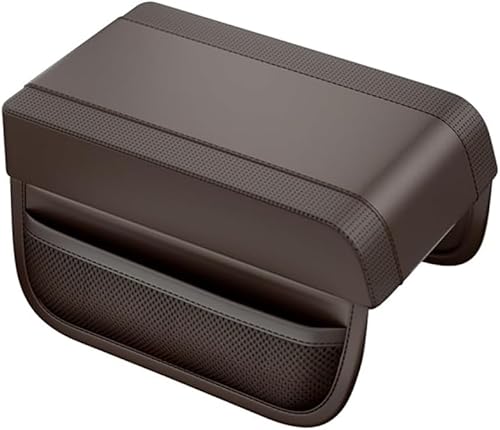 FGHGX Car Armrest Cover Cushion for Tesla Models ModelY Model3 ModelX, Car Centre Console Armrest Pad Leather Center Console Cover,Brown