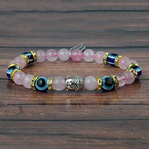 Image of Reiki Crystal Products Natural Crystal Stone 8 mm Round Bead Bracelet for Men & Women | Stretchable Gemstone Bracelet for Meditation, Yoga, Reiki & Daily Wear