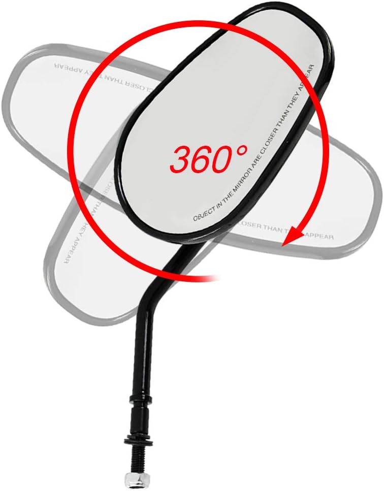 Motorcycle Side Mirrors Rear View Mirror 8mm Fit for Harley Touring Dyna Softail Sportster Road King (Black)