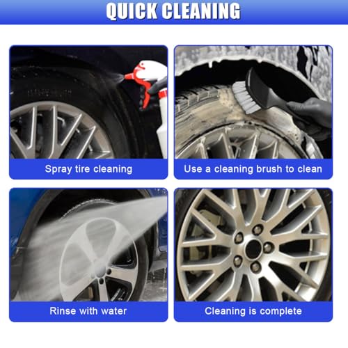 GAOLAOSY Car Wheel Brush, Stiff Bristle Short Handle Scrub Tire & Wheel Rim Brush, No-Scratch Carpet/Floor Mat Detailing Tool, Auto Interior and Exterior Cleaning Supply for Vehicle, Home (White)