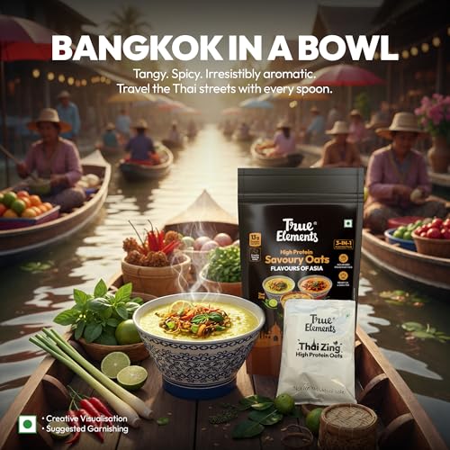 Image of True Elements High Protein Savoury Oats - Flavours Of Asia - Pack of 6
