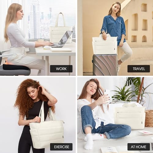 Image of KALIDI Quilted Carryall Tote Bag, Large Puffer Crossbody Women Handbags Shoulder Soft Fluffy Lightweight Travel