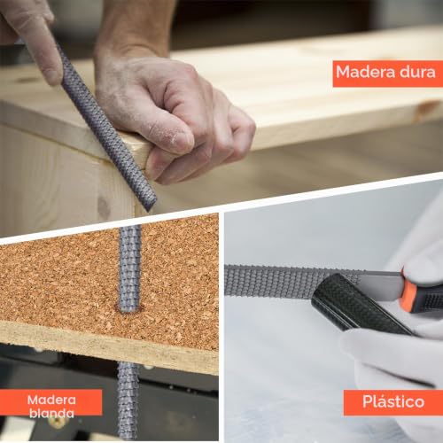 Miniatura 5 de Preciva,Juego De Herramientas 3 En 1, Juego De Limas De Madera Con 3x200 Mm Planas, De Acero De Alto Carbono, Juego De Limas De Ingeniería Para Madera Con Agarre Suave
