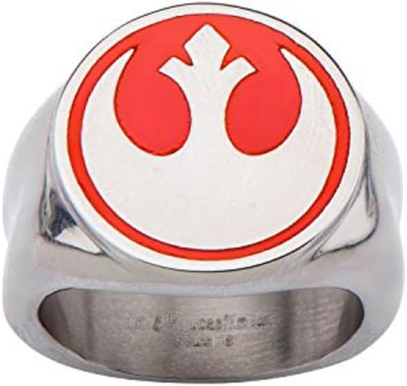 Disney Men's Stainless Steel Star Wars Red Rebel Symbol Ring 12