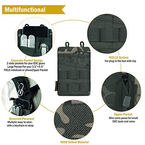 Viperade Ve3 Tool Pouch Pocket Organizer, Nylon Tool Belt Loop Pouch With 4 Pockets Tool Storage Edc Pouch For Flashlight/Pocket Knife, Tactical Pen, Notebook (Black Camo) #TOP3