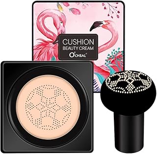 Mushroom Head Air Cushion Foundation CC Cream, Liquid Foundation BB Cream, ConcealerNude Makeup Moisturizing Brightening Pigment Liquid Foundation, Oil Control(Natural)