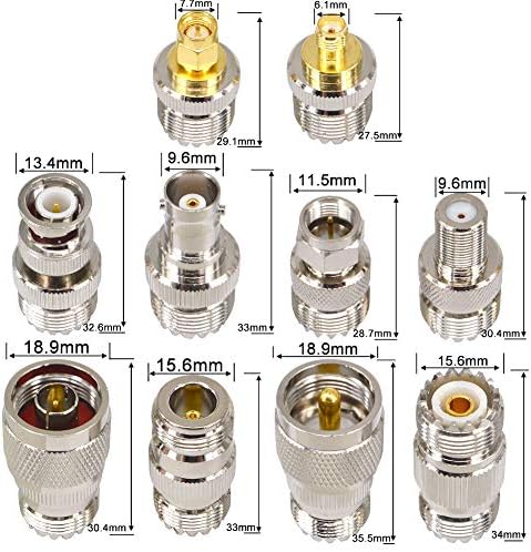 BOOBRIE 10pcs UHF Female RF Connector Kit with Box Case UHF Female SO239 to UHF/SMA/BNC/N-Type/F-Type Connector UHF Female SO239 Connector for PL259 SDR Antenna Ham Radio Wireless LAN Devices CCTV