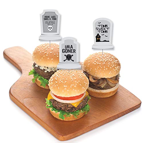Big Dot Of Happiness Graveyard Tombstones - Dessert Cupcake Toppers - Halloween Party Clear Treat Picks - Set Of 24 #TOP2