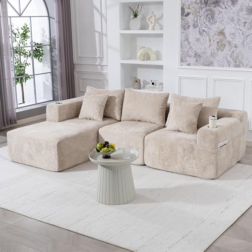 Modular L-Shape Sectional Sofa with Deep Seats