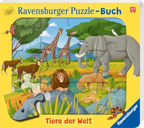 Ravensburger Puzzle-Buch: Tiere der Welt - Kinderbuch ab 3 Jahren, Puzzle...