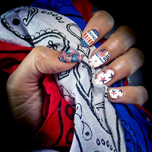 Tailaimei 12 Sheets 4Th Of July Nail Wraps Stickers, Patriotic Nail Polish Strips Self-Adhesive Full Wraps With 2 Pcs Nail Files For Independence Day American Flag Diy Nail Art Design #TOP2