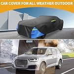 Car Cover Waterproof All Weather 210D, UV Sun Rain Protection, for Chevrolet Camaro with Left Side Zipper, Black & Blue