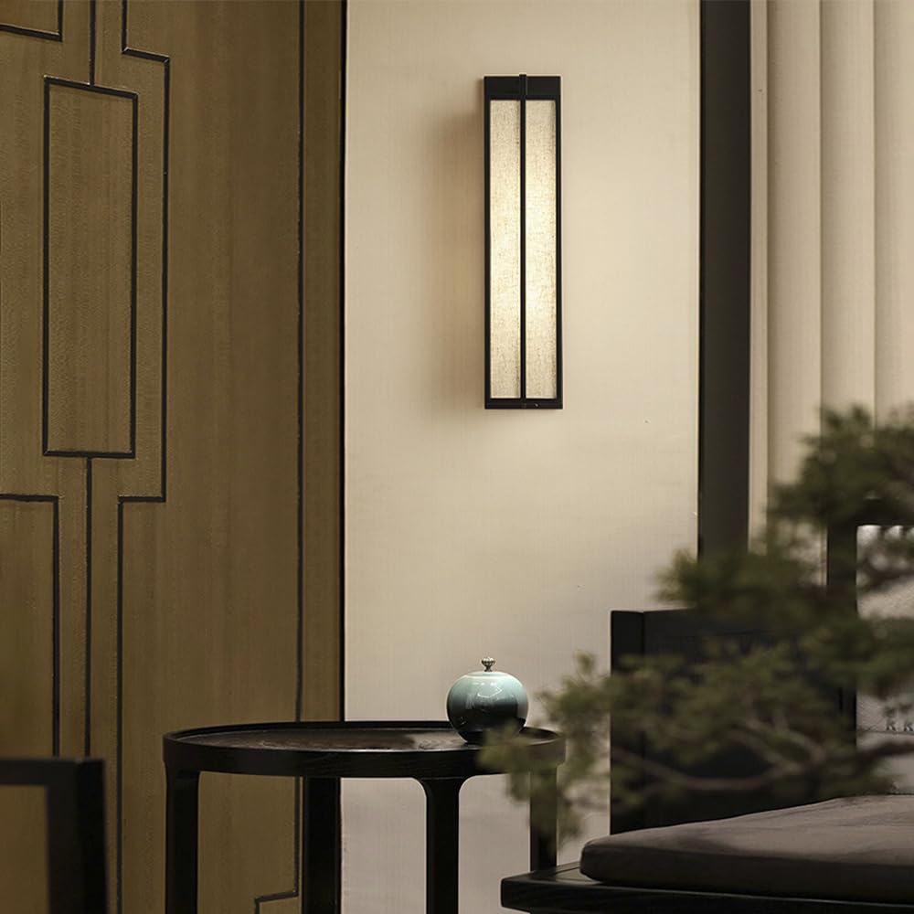 Lampa ścienna, prostokątna lampa stojąca, wewnętrzna lampa nocna, vintage przemysłowa czarna metalowa tkanina tekstylna, lampa z tkaniny do wnętrz, kabel