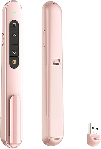 QUI Clicker de Presentación para PowerPoint, RF 2.4GHz USB Presentador Inalámbrico Remoto con Control de Volumen, Clicker de PowerPoint Avanzador de