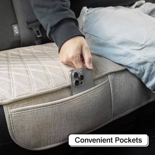 Image of Leader Accessories Faux Linen Rear Bench Seat Cover, Size S, Beige