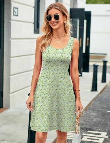 Image of Herou Summer Beach Dresses for Women A Line Sleeveless Tank Dress | Casual,Scoop Neck,Soft,Knee Length,Breathable