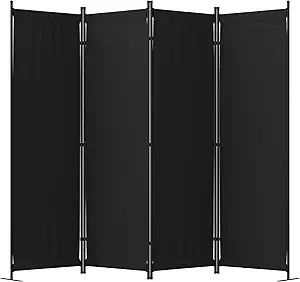 4-Panel Folding Privacy Room Divider, 88 inches, Black