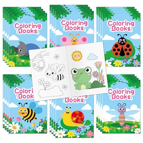 JAPBOR Spring Insects Coloring Books - Mini Springtime Color Book Bulk for Kids Party Favors, Bug Butterfly Bee Flower Small Colour Pages for Class School Easter Painting Games Goodie Bags Fillers