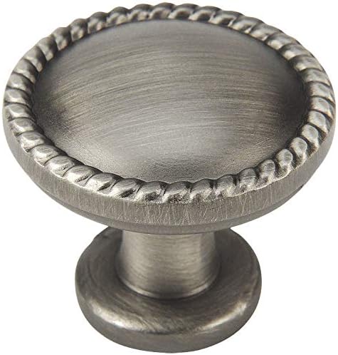 Cosmas 25 Pack 4115AS Antique Silver Rope/Scroll Cabinet Hardware Knob - 1-1/4" Inch Diameter
