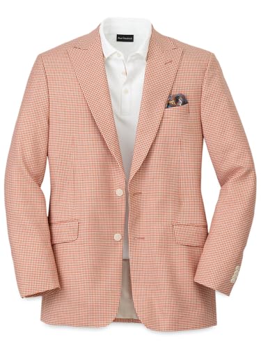 Paul Fredrick Men's Wool Houndstooth Single Breasted Peak Lapel Sport Coat