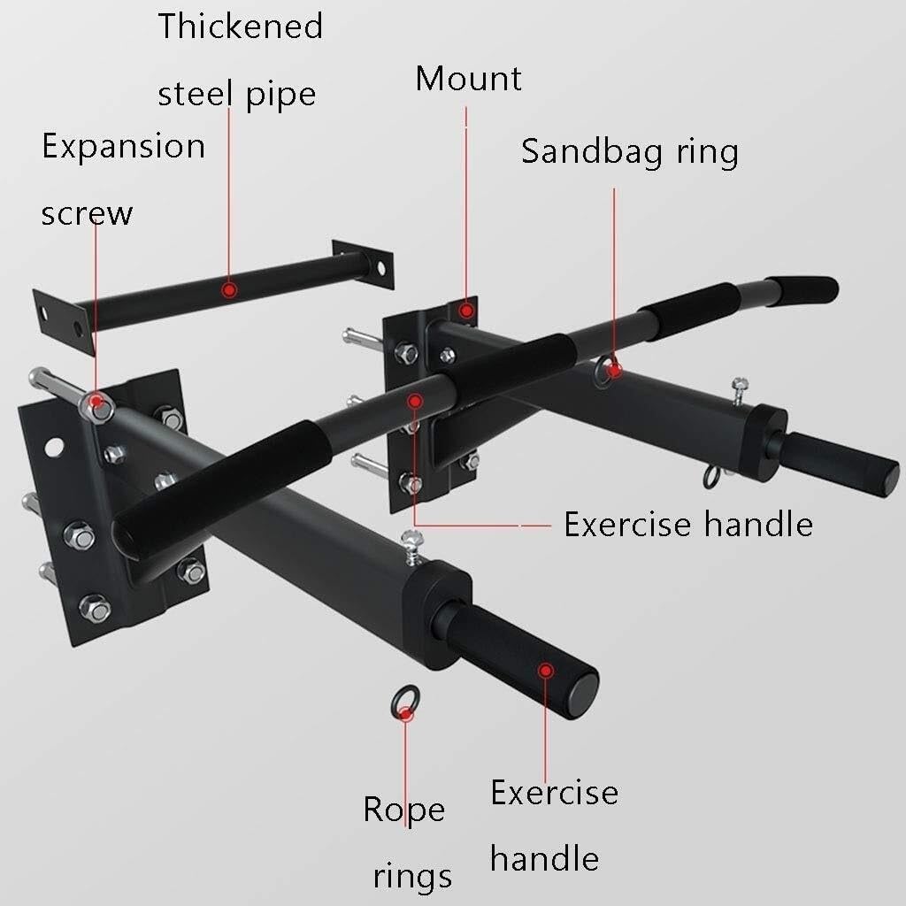 Wall Mounted Pull-Up Bar Rack, Chin-Up Bar, Multi-Function Fitness Horizontal Bar Exerciser for Garage and Office