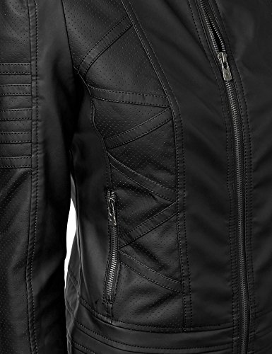 Made By Johnny MBJ Womens Faux Leather Zip Up Moto Biker Jacket with Stitching Detail3