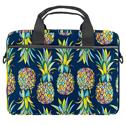 Sac à bandoulière pour ordinateur 14 pouces au motif ananas coloré et floral