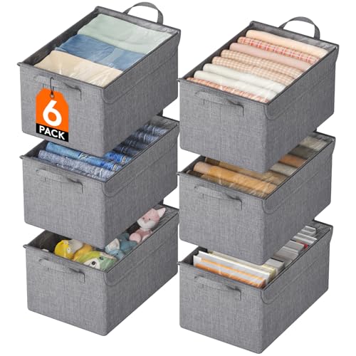 Lifewit Fabric Storage Boxes 6 Pcs, Stackable Storage Bins with C...