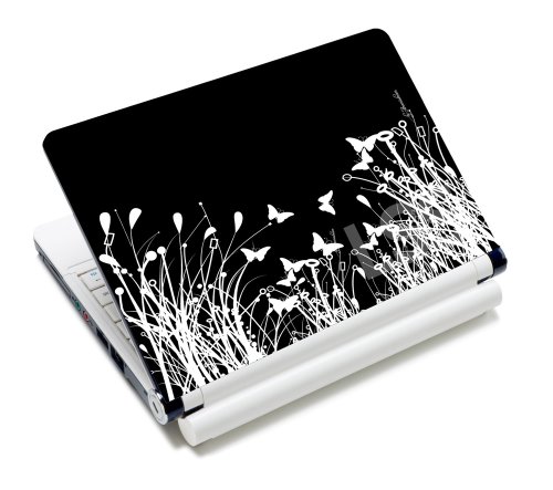 Image of LSS Laptop Skin Shop 15 15.6 inch Laptop Notebook Skin Sticker Cover Art Decal Fits 13.3 inch 14 inch 15.6 inch 16 inch HP Dell (Free 2 Wrist Pad Included) Others25-1 (Black & White Flowers)