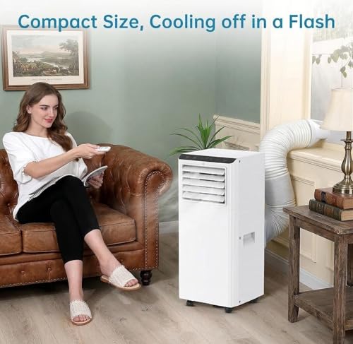 Image of Portable Air Conditioner 8000 BTU,4-in-1 AC Unit with Cooling, Dehumidifier, Fan and Sleep Modes, Cools Rooms Up to 350 Sq Ft, Adjustable Fan Speeds, Remote Control and LED Display