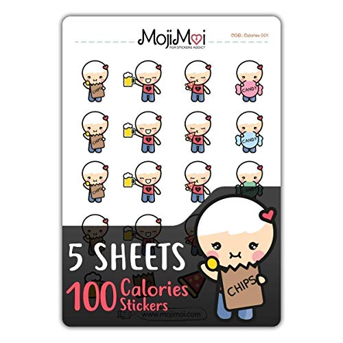 Calories-Theme Stickers for Life Planner, kawaii Stickers, Erin Condren Planner Stickers - MojiMoi, Kikki Functional Stickers, Happy Planner