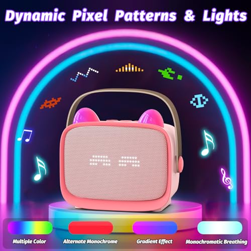 Image of Mini Karaoke Machine Toys Gifts,Kids Portable MP3 Player with 2 Wireless Microphone and LED,Christmas Birthday Gifts for Girls Boys 3 4 5 6 7 8+ Year Old (Pink)