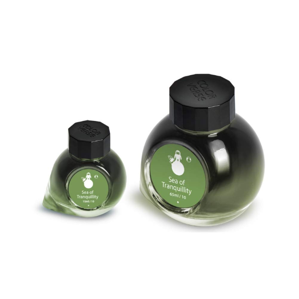 Colorverse Sea of Tranquility | Green | Fountain Pen Ink Bottles | 65ml & 15ml | Dye Based | 2 Bottle Set | Spaceward Series