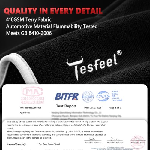 TESFEEL Waterproof Car Seat Cover Towel, Front Seats, Black, 2 Pack | 410 GSM absorbent terry, non-slip backing, machine washable, for gym sweat, damp clothing and outdoor activities - image 8