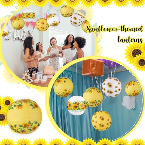 Image of Panelee 12 Pcs Sunflower Paper Lanterns Party Decorations 8 Inch Hanging Round Hanging Paper Party Decorations for Holiday Indoor Outdoor Supplies