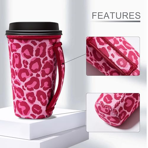 Image of 3PCS Reusable Iced Coffee Sleeves, Neoprene, Fits 16-32oz Hot /Cold Drinks