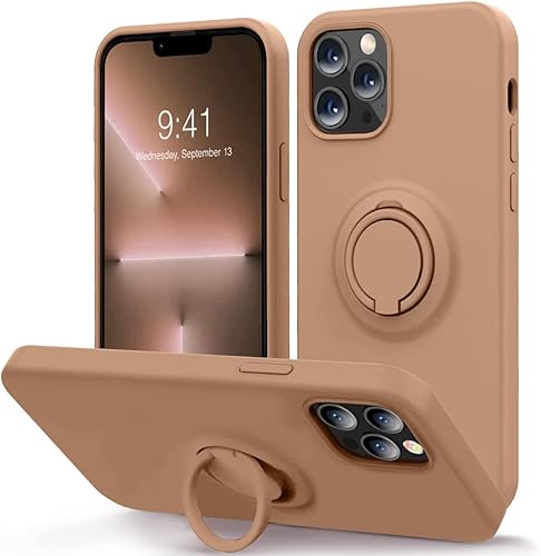 Miniatura 1 de MOCCA Funda compatible con iPhone 13 Pro Max de 6.7 pulgadas con soporte de anillo, silicona líquida, forro de microfibra, antiarañazos, cuerpo
